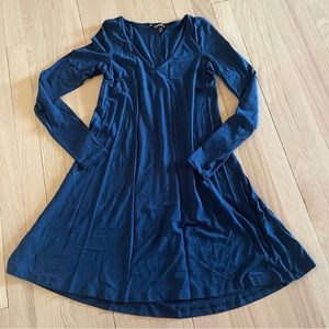 Blue Long Sleeve Fit and Flare Mini Dress XS